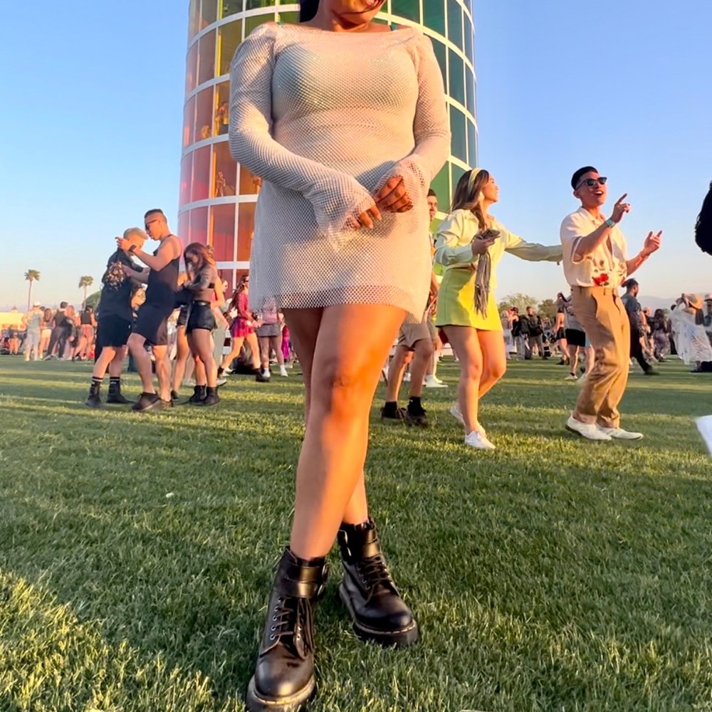 Oh Polly mesh dress with rhinestones